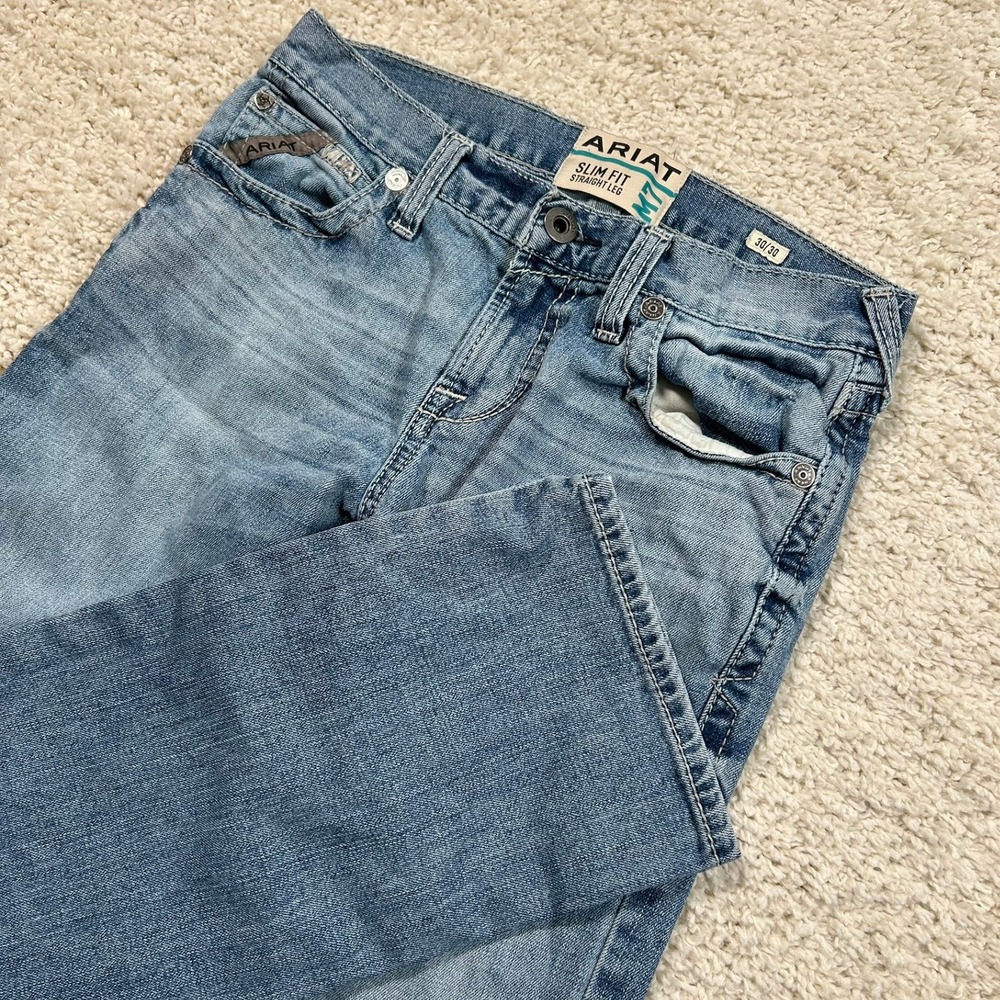 Ariat M7 Slim Fit Straight Leg Jeans 30x30 Blue Light Wash Denim Workwear